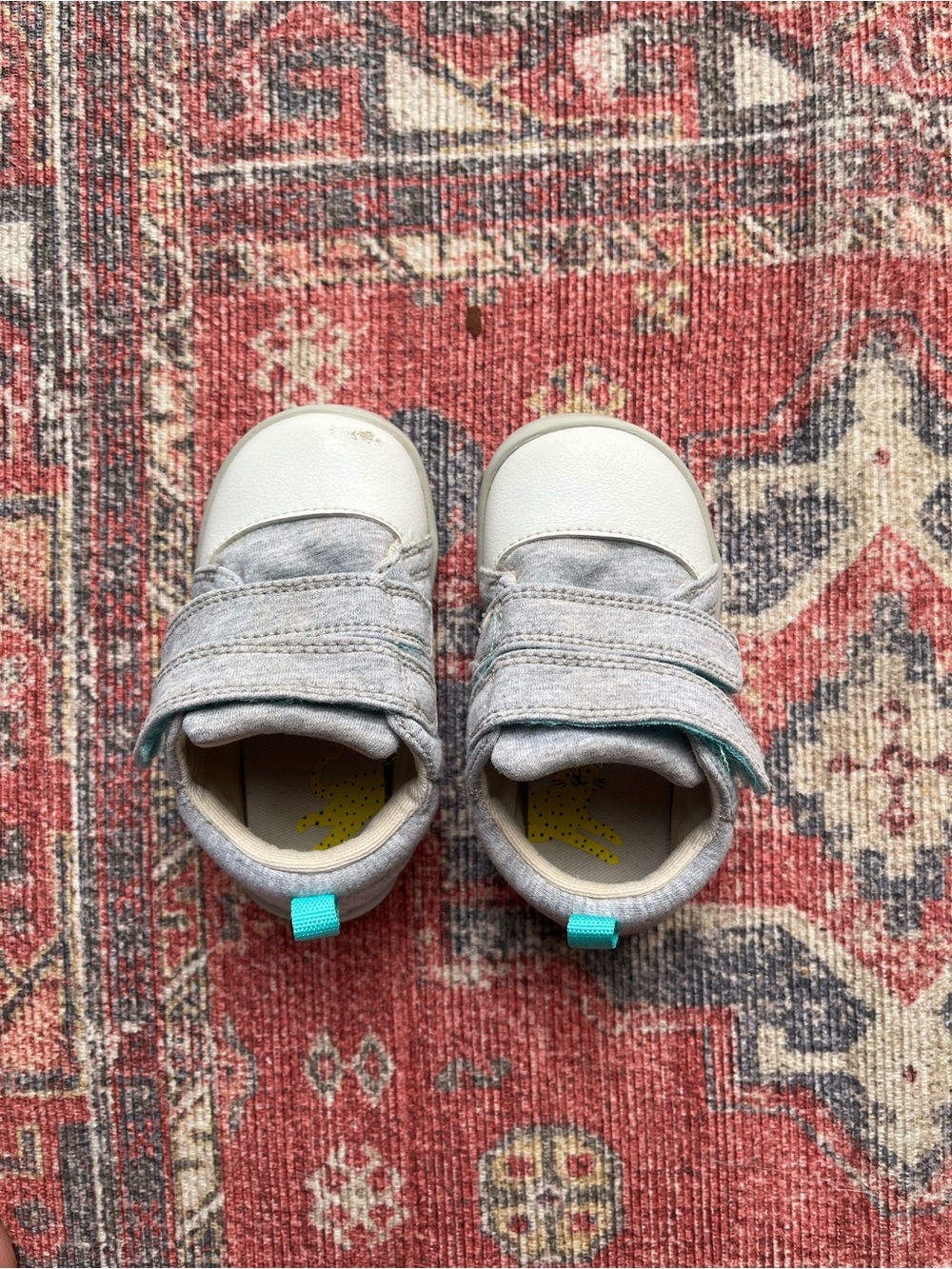 Ten Little Canvas Sneakers with Velcro Straps in Light Gray